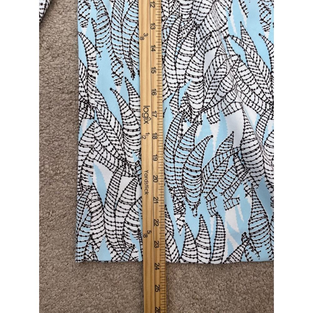 H&M Bandeau Belted Jumpsuit Size 4  Wide Leg Crop Spring Light Blue Leaf Print - Picture 12 of 13